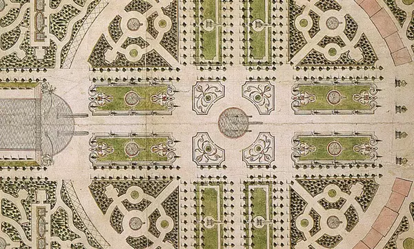 Historische Ansicht des Gartenplans von Hofgärtner Johann Ludwig Petri, 1753